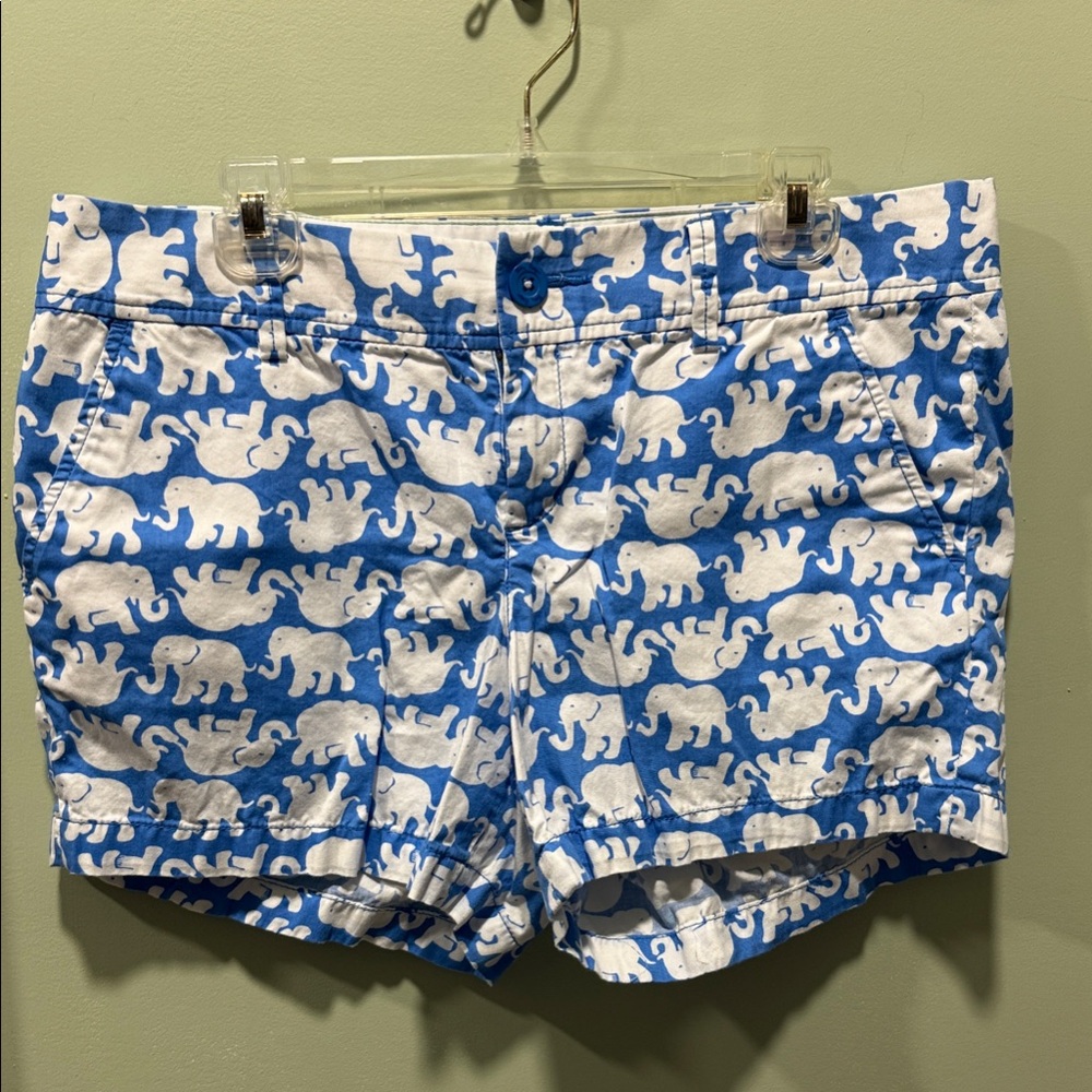 Lilly Pulitzer Blue and White Elephant Print Women’s Shorts